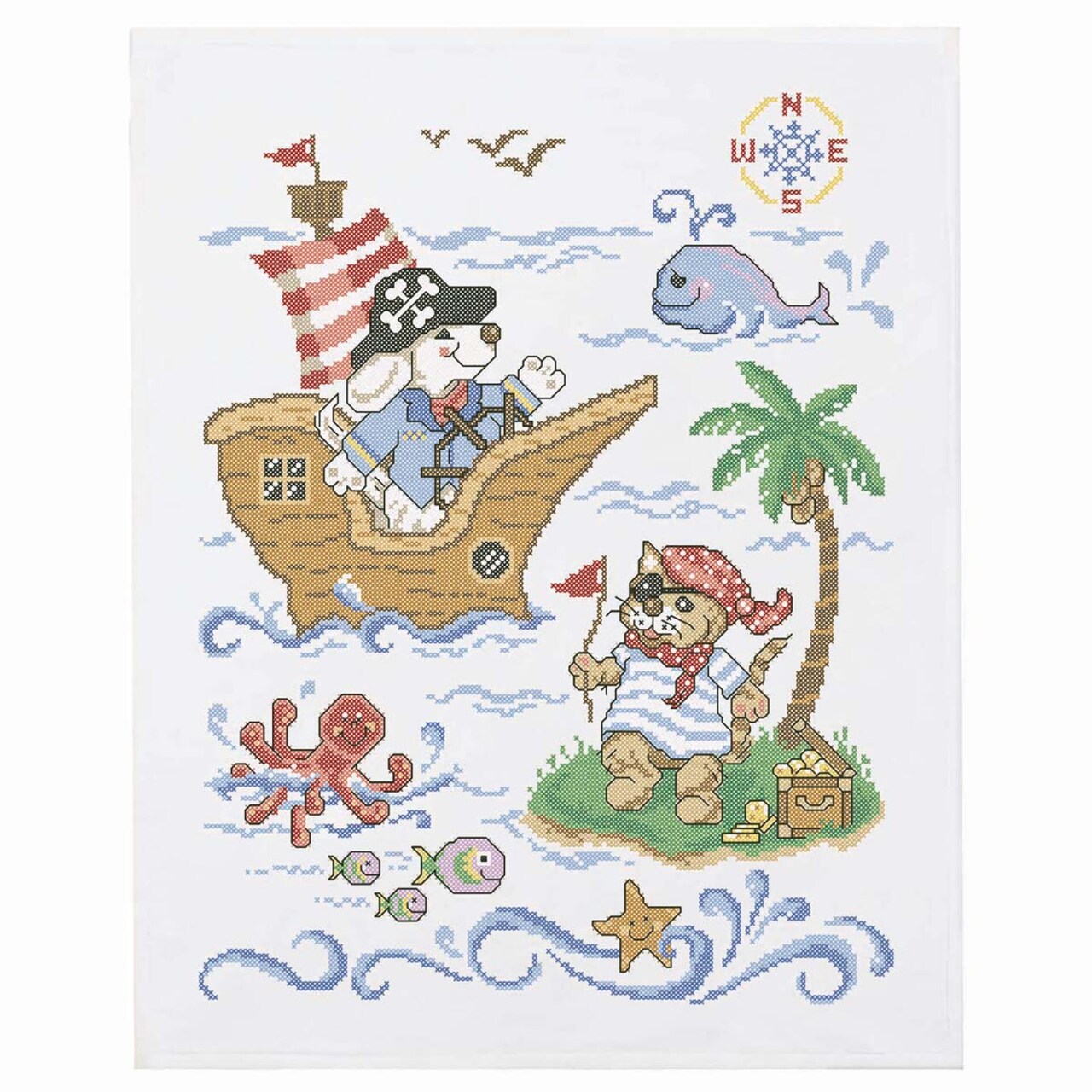 Baby by Herrschners Pirate Voyage Value Baby Quilt Top Stamped Cross-Stitch